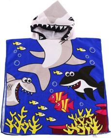 img 4 attached to BabyLuv's Kids Hooded Beach Towel - 24"x48" - Unisex, Ages 2-9 - Cartoon Character Shark - Quick-Dry & Breathable Microfiber - One-Size-Fits-All