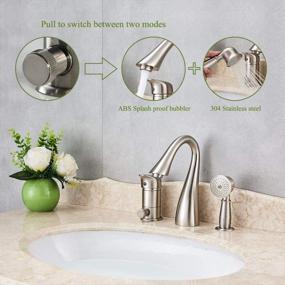 img 2 attached to Brushed Nickel Waterfall Bathtub Faucet Set With Handheld Shower - 3 Hole Brass Tap For Shower And Bathtub With Single Knob Control