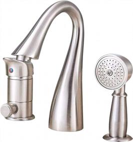 img 4 attached to Brushed Nickel Waterfall Bathtub Faucet Set With Handheld Shower - 3 Hole Brass Tap For Shower And Bathtub With Single Knob Control