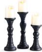 stylish and versatile: set of 3 resin pillar candle holders for elegant home decoration and gifts for weddings in black logo
