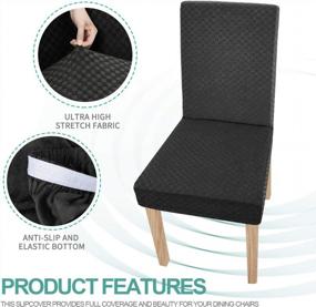 img 1 attached to Black Checkered Dining Chair Slipcover Set Of 2 - Stretch Furniture Protector For Parsons Chairs In Dining Room, Restaurant, Kitchen, Parties By YEMYHOM