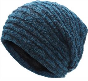 img 4 attached to Теплая зимняя шапка-бини для мужчин и женщин - ZLYC Knit Slouchy Skull Cap на флисовой подкладке