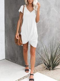 img 2 attached to Knee-Length Beach Cover Up Loungewear Dress For Women - V-Neck, Short Sleeves, Knot Twist Design By HARHAY