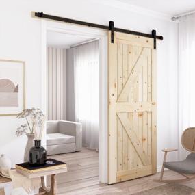 img 3 attached to SKYSEN 6FT Single Sliding Barn Door Hardware Kit, Barn Door Track, 1/4” Thick Material- 4FT-13FT Available- Smooth And Quiet- Easy To Install- Black (J Shape)