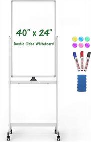 img 4 attached to 40" X 24" Mobile Magnetic Whiteboard With Stand, 360° Reversible Double-Sided Writing Dry Erase Board On Wheels Easel Standing Marker Board With Tray For Office Classroom Home