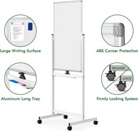 img 2 attached to 40" X 24" Mobile Magnetic Whiteboard With Stand, 360° Reversible Double-Sided Writing Dry Erase Board On Wheels Easel Standing Marker Board With Tray For Office Classroom Home