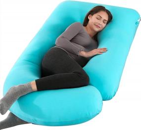 img 4 attached to 57-Inch U-Shaped Pregnancy Pillow With Removable Cover For Full Body Support Of Back, Hips, Legs, And Belly In Green By Victostar