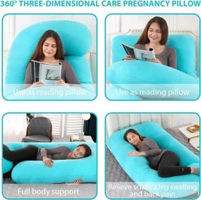 img 1 attached to 57-Inch U-Shaped Pregnancy Pillow With Removable Cover For Full Body Support Of Back, Hips, Legs, And Belly In Green By Victostar