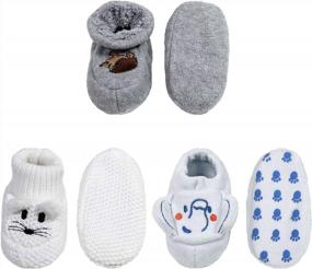 img 2 attached to Soft Plush Cartoon Animal Booties For Infants And Toddlers With Warm Cozy Fuzz And Sock-Like Fit