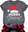 casual christmas tree t-shirts for women - cute holiday light graphic tee top with short sleeves logo