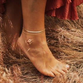 img 3 attached to Очаруйте свои ноги изящным браслетом на щиколотке LOYATA с покрытием из 14-каратного золота с белым кубическим цирконием, крестом, кисточкой и украшениями для ног от сглаза для женщин