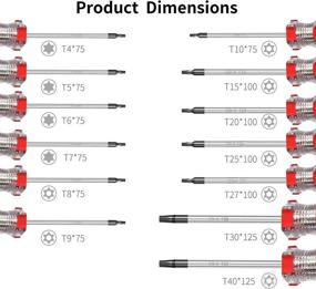 img 3 attached to 🔧 RONMAR 13-Piece Magnetic Torx Screwdrivers Set, Security Tamper Proof, T4 T5 T6 T7 T8 T9 T10 T15 T20 T25 T27 T30 T40 (red), High-Performance Tool