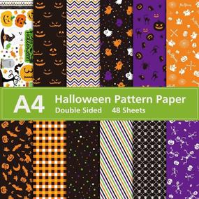 img 4 attached to 48-Sheet Halloween Pattern Paper Set - A4 Decorative Craft Paper, Ideal For Card Making, Scrapbooking & Origami - MIAHART, Featuring 12 Unique Designs