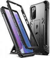 shockproof dual-layer protective case with kickstand for samsung galaxy note 20 - poetic revolution series in black (screen protector not included) logo
