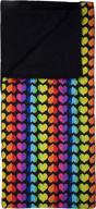 cozy and colorful: wildkin kids sleeping bag in rainbow hearts design for fun-filled adventures! logo