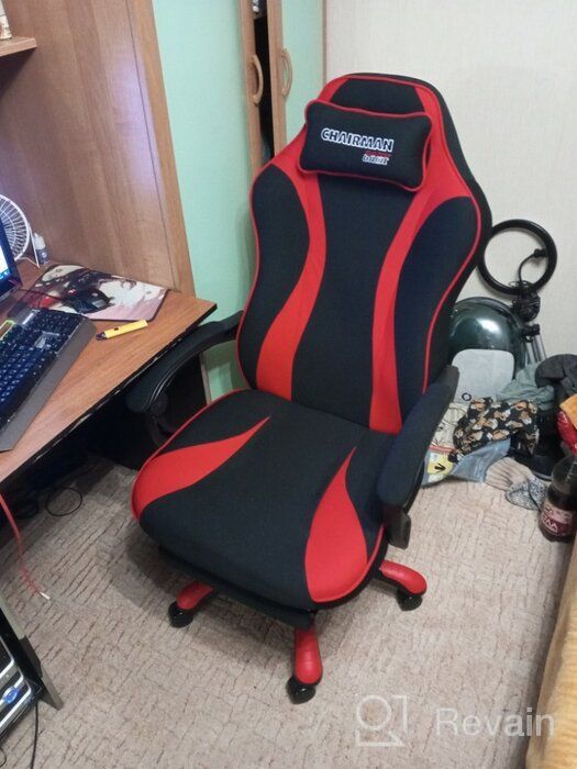 img 1 attached to 💺 Chairman Game 35 - Gaming Computer Chair with Retractable Footrest, Black/Red (Fabric) review by Adam Nowak ᠌