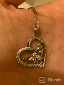 img 5 attached to 💖 STROLLGIRL Sterling Silver “I Love You” Heart with Gold Bee Necklace: Sparkling Honeycomb Pendant and Cubic Zirconia Stones