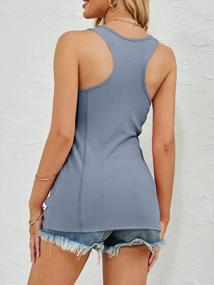 img 3 attached to Sleeveless Ribbed Henley Tank Tops For Women - Comfy Summer Casual Knit Button Up Shirts With Scoop Neckline