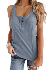 img 4 attached to Sleeveless Ribbed Henley Tank Tops For Women - Comfy Summer Casual Knit Button Up Shirts With Scoop Neckline