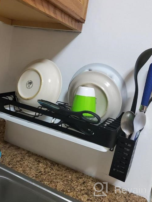 img 1 attached to Stainless Rust-Proof Hanging Dish Drying Rack Wall Mount Over The Sink - Kitchen Dishes Plate Shelf Organizers With Utensil Holder And Removable Drain Board By Junyuan review by David Boulanger