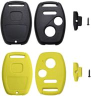 qiyanua key fob shell case & pad for honda accord/civic/cr-z/cr-v/fit/odyssey/pilot/ridgeline - 3 buttons replacement + screwdriver (1 black+1 yellow) логотип