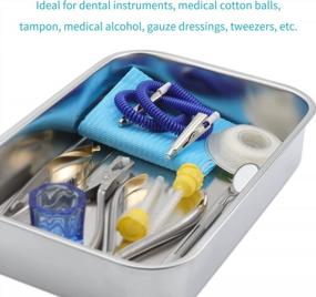 img 1 attached to Medical Surgical Trays: Stainless Steel Dental Instruments Tray Organizer With Lid & Handle Grip | Large