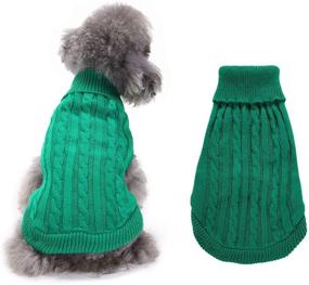 img 4 attached to 🐶 Knitted Turtleneck Dog Sweater, Warm and Thick, Perfect for Fall/Winter, Ideal for Medium-Sized Dogs, Green