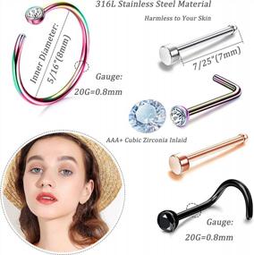 img 2 attached to Sparkle With Subiceto'S 48 PCS Of 20G Surgical Stainless Nose Rings For Women And Men With Cubic Zirconia Accentuation