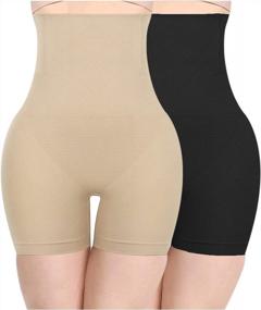 img 4 attached to Tummy Control 2-Pack Body Shaper Shorts For Women: Perfect High-Waisted C Section Postpartum Essentials