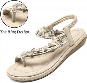 img 2 attached to Bohemian Rhinestone Summer Sandals For Women: Comfortable Beach Sandals By Katliu