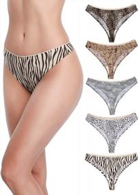 img 4 attached to Stretchy Nylon Leopard Print Thongs For Women, Seamless And Soft In XS-XL Sizes