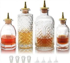 img 4 attached to Bitters Bottle Set -4 Packs Glass Vintage Bottle, Decorative Bottles With Dash Top, Dasher Bottles For Making Cocktail Great For Bartender Home Bar - BTSET0001