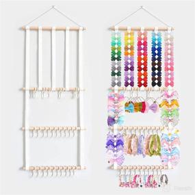 img 4 attached to 🎀 LONCHDAN 35IN Hair Bow Holder Organizer for Girls Hair Bows - White, Nursery Room Organizer for Hair Ties, Headbands & Accessories - Door, Wall, or Closet Hanging Solution