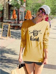 img 3 attached to Dresswel Be Kind Tshirt Women Short Sleeve T-Shirt Bee Graphic Tee Long Sleeve Pocket Shirt Casual Tops