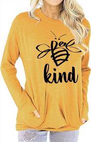 img 4 attached to Dresswel Be Kind Tshirt Women Short Sleeve T-Shirt Bee Graphic Tee Long Sleeve Pocket Shirt Casual Tops