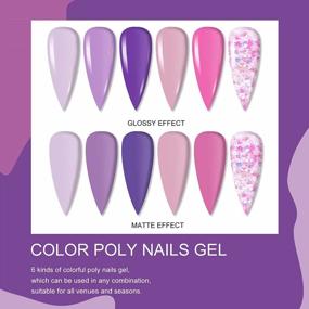 img 3 attached to Vrenmol Poly Nail Gel Kit - 6 Colors Extension Builder Glitter Pink Purple Series Enhancement For Beginner & Professional Manicure Set