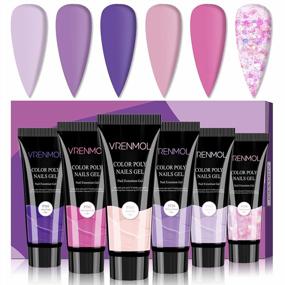 img 4 attached to Vrenmol Poly Nail Gel Kit - 6 Colors Extension Builder Glitter Pink Purple Series Enhancement For Beginner & Professional Manicure Set