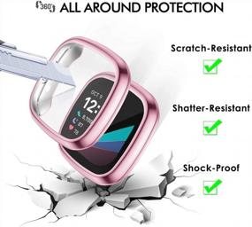 img 3 attached to QIBOX 5-Pack Защитный чехол для экрана, совместимый с Fitbit Sense / Versa 3 - Мягкий защитный чехол из ТПУ с полным покрытием, устойчивый к царапинам защитный кожух бампера для продвинутых умных часов