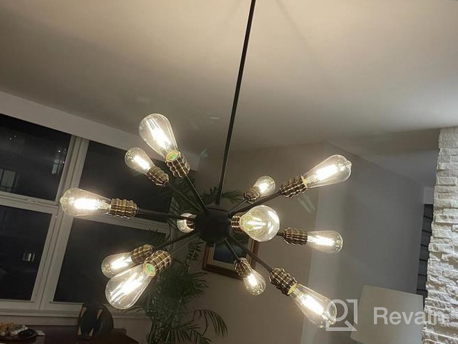 img 1 attached to Rustic Bronze And Black 12 Light Sputnik Chandelier Mid Century Modern Pendant Ceiling Light UL Listed Living Room Lighting Dining Room Lights review by Affan Yeo