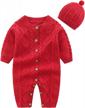 junneng baby newborn cotton knitted sweater romper longsleeve outfit with warm hat set logo