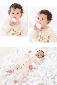 img 2 attached to JunNeng Baby Newborn Cotton Knitted Sweater Romper Longsleeve Outfit With Warm Hat Set