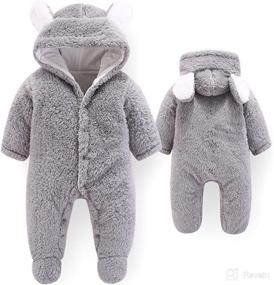 img 2 attached to 🐻 Cute Bear Ear Warm Fleece Hooded Jumpsuit Romper Snowsuit for Newborn Baby Girls and Boys - Camidy