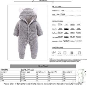 img 1 attached to 🐻 Cute Bear Ear Warm Fleece Hooded Jumpsuit Romper Snowsuit for Newborn Baby Girls and Boys - Camidy