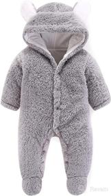 img 3 attached to 🐻 Cute Bear Ear Warm Fleece Hooded Jumpsuit Romper Snowsuit for Newborn Baby Girls and Boys - Camidy