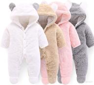 🐻 cute bear ear warm fleece hooded jumpsuit romper snowsuit for newborn baby girls and boys - camidy logo