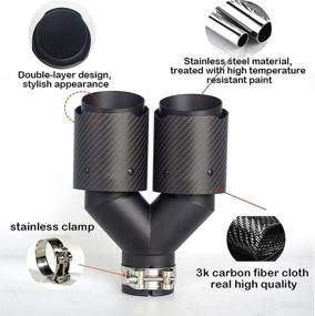 img 3 attached to 🚗 Vechkom 2.5" Inlet 63MM Double Exhaust Tip Carbon Car Pipe Rear Tip Rear Tip 3.5" Outlet (Matt All Black) - Sleek and Stylish Performance Enhancement