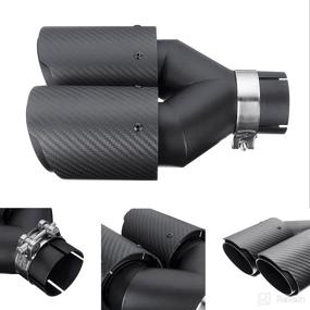 img 1 attached to 🚗 Vechkom 2.5" Inlet 63MM Double Exhaust Tip Carbon Car Pipe Rear Tip Rear Tip 3.5" Outlet (Matt All Black) - Sleek and Stylish Performance Enhancement