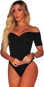 img 2 attached to Show Off Your Curves With Shawhuwa'S Peep Hole Bodycon Bodysuit Tops For Women