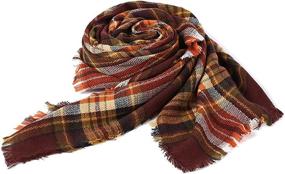 img 1 attached to 🧣 Zando Oversized Women's Winter Tartan Blanket Scarf Wrap - Accessorize in Style!