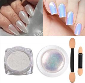 img 4 attached to 2 Pcs Chrome Nail Powder Set - Glazed Donut & Mermaid Aurora Pigment For Smokey Eyes Manicure Makeup